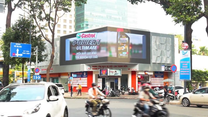 A large billboard on a building AI-generated content may be incorrect.